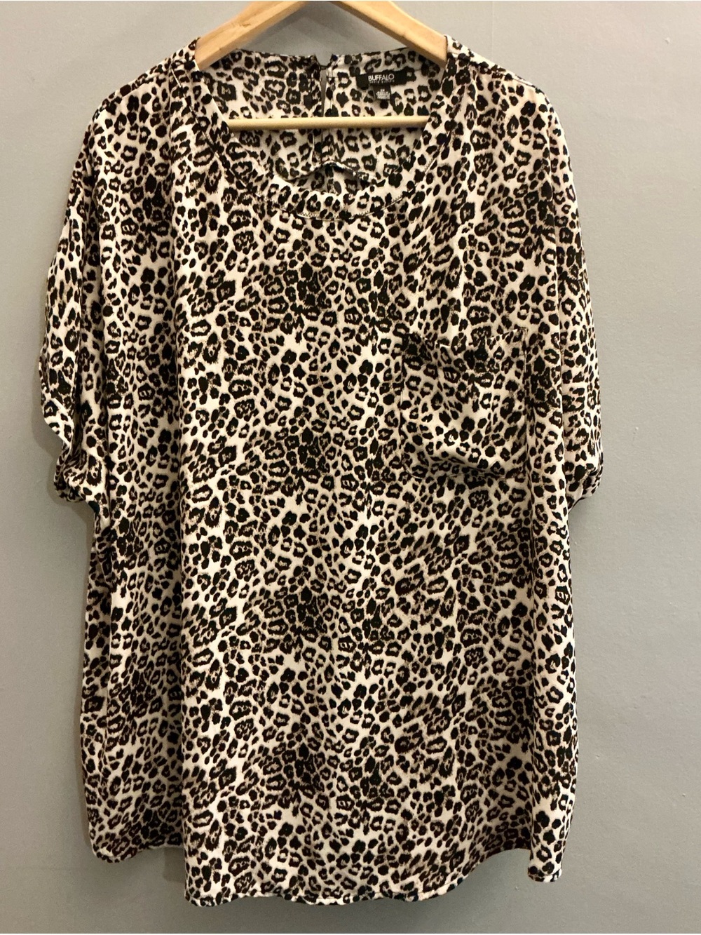 Buffalo David Bitton 3X Leopard Print Oversized Tunic Blouse Plus Size